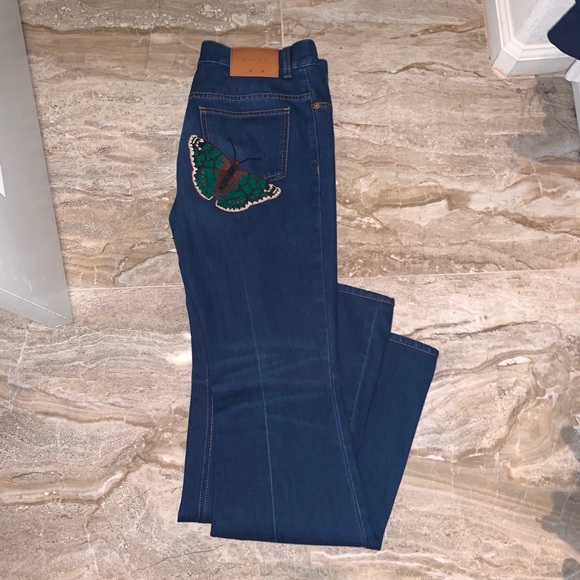 💕Gucci flare patch dark denim jeans - Picture 4 of 10